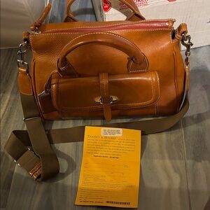 Dooney & Bourke Brown Leather Briefcase with dust bag. Crossbody bag. #127
